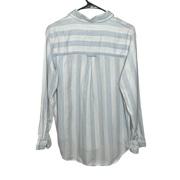 Rails Uli Lace Up Top in Blue White Block Stripe Sz M | Nautical Coastal Flowy - Picture 2 of 3